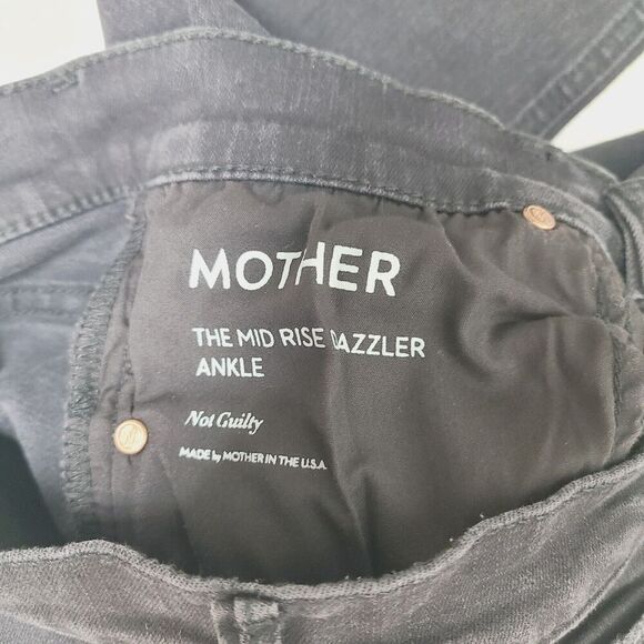 MOTHER The Mid Rise Dazzler Ankle Jeans 24 Black Not Guilty Stretch Pocket Denim - Picture 6 of 10